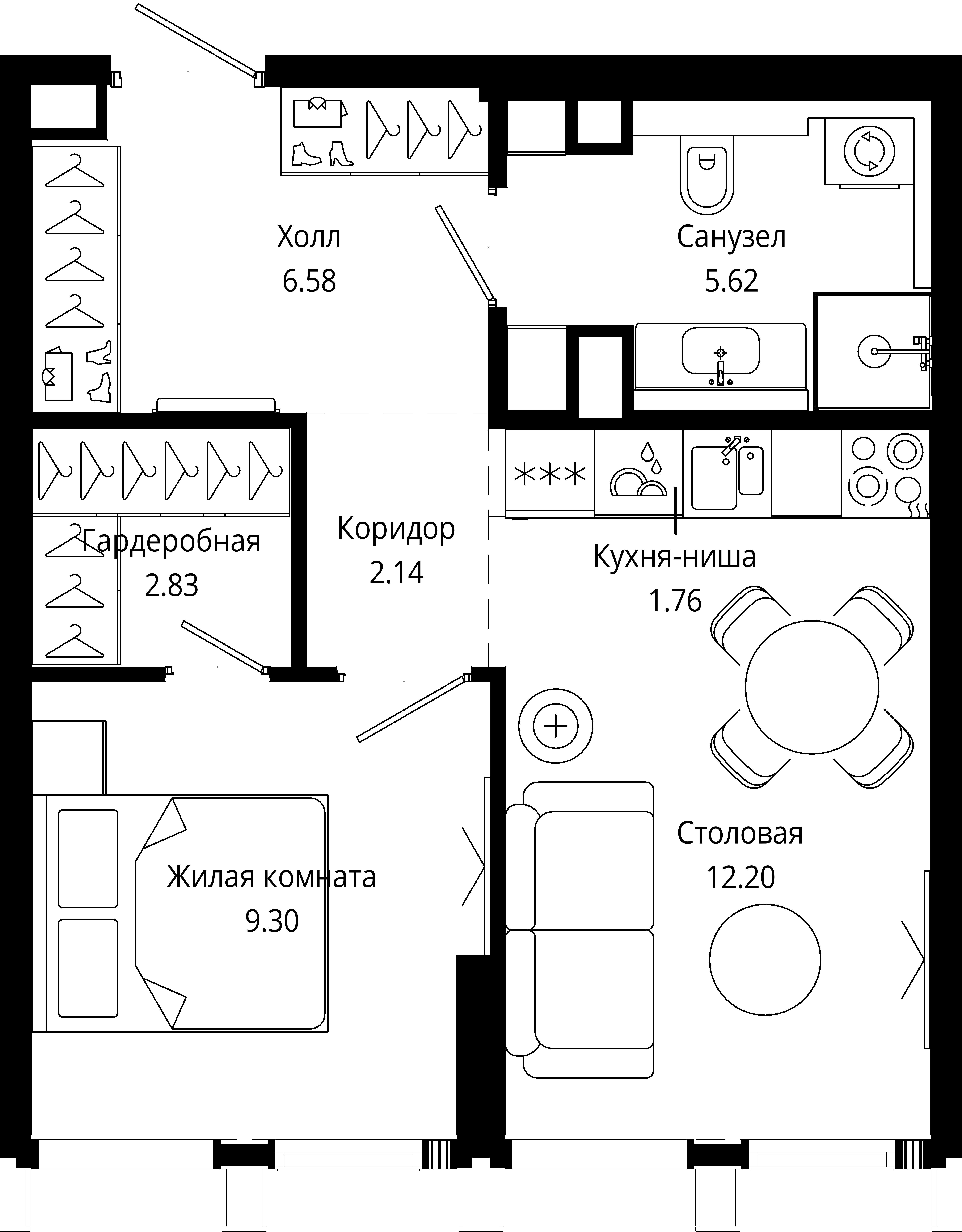 1-комнатная 40 м2 в ЖК MOD корпус null этаж 10