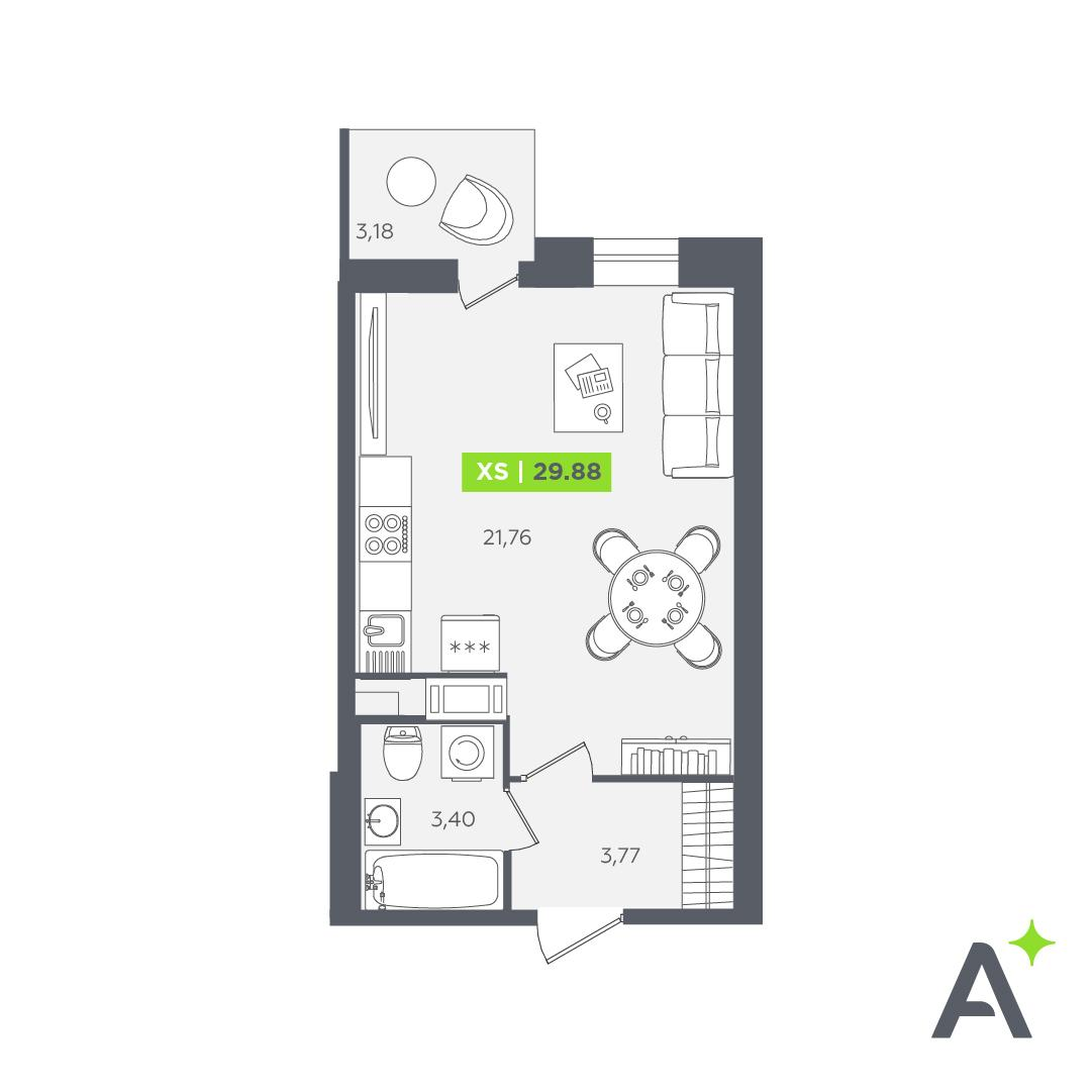 Студия 29 м2 в ЖК Аквилон STORIES корпус null этаж 6