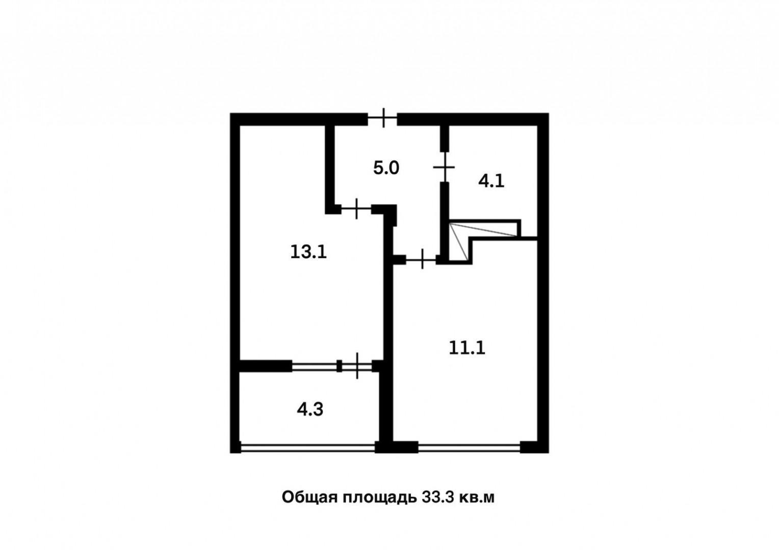 1-комнатная 33.3 м2 в ЖК undefined корпус null этаж 2