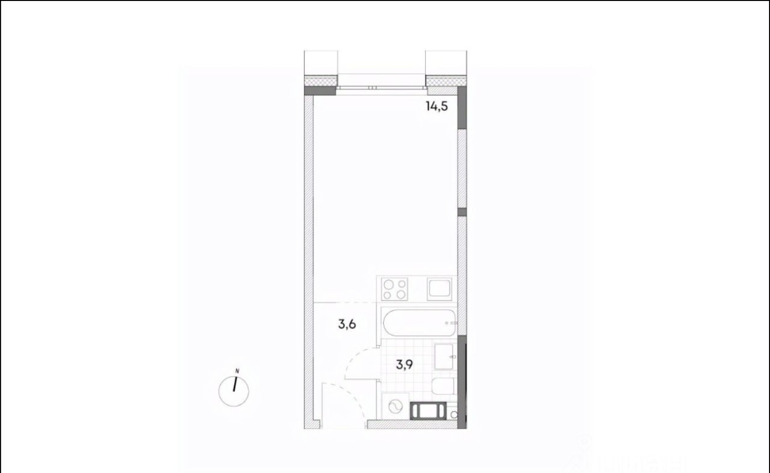 Студия 19.7 м2 в ЖК undefined корпус null этаж 2