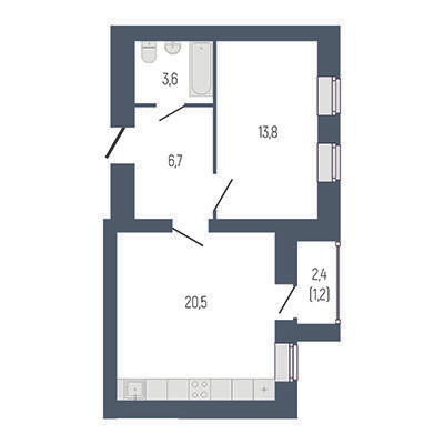 2-комнатная 47 м2 в ЖК Философия Идеалистов на Первомайском корпус null этаж 7