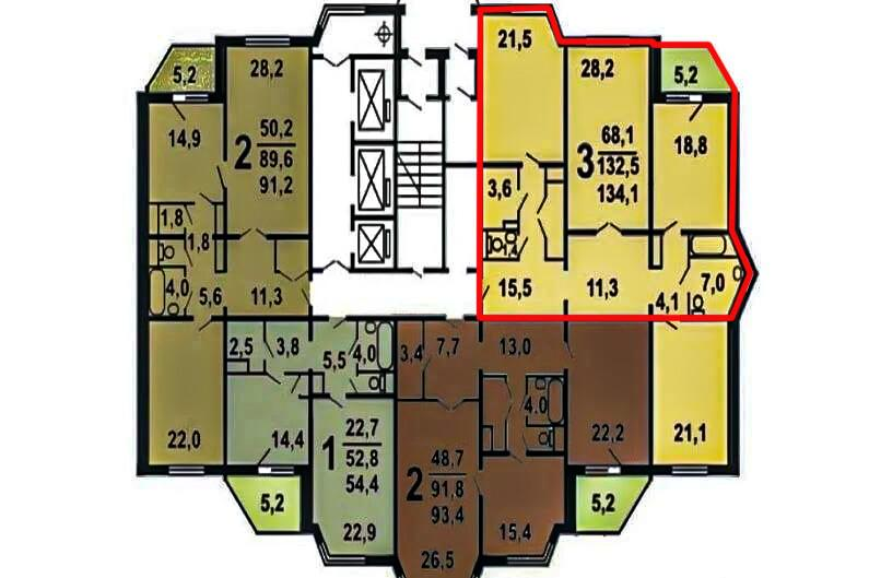 3-комнатная 130.8 м2 в ЖК undefined корпус null этаж 23