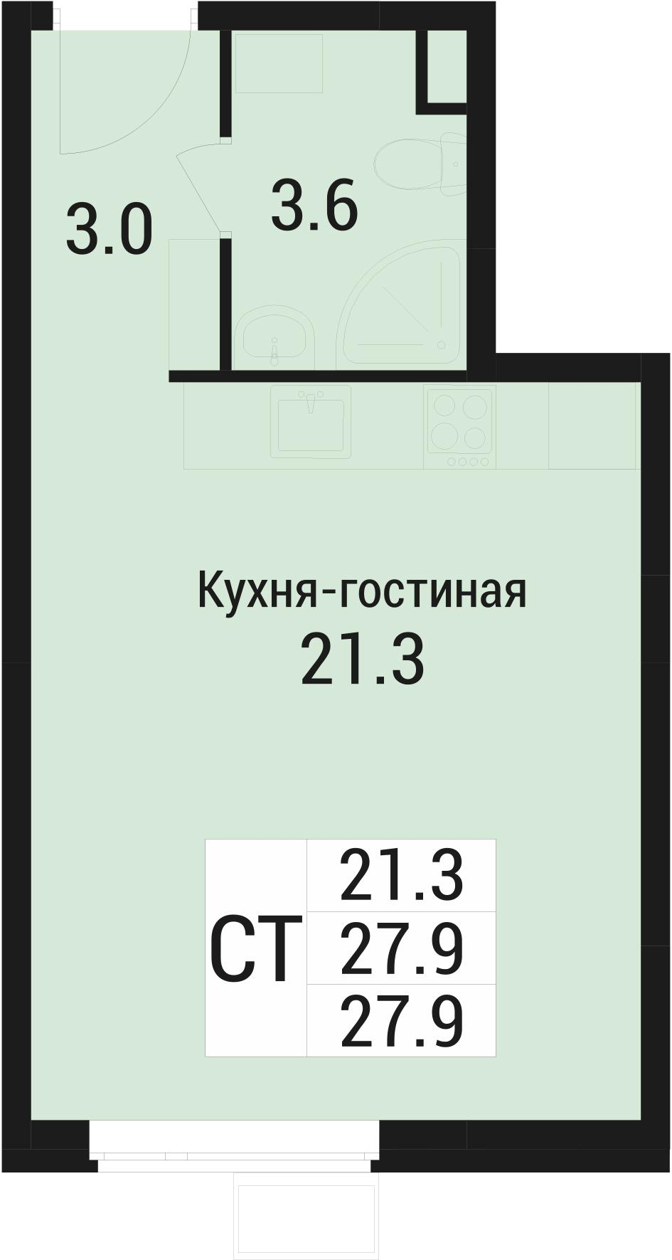 Студия 27 м2 в ЖК Дом в Малаховке корпус null этаж 1