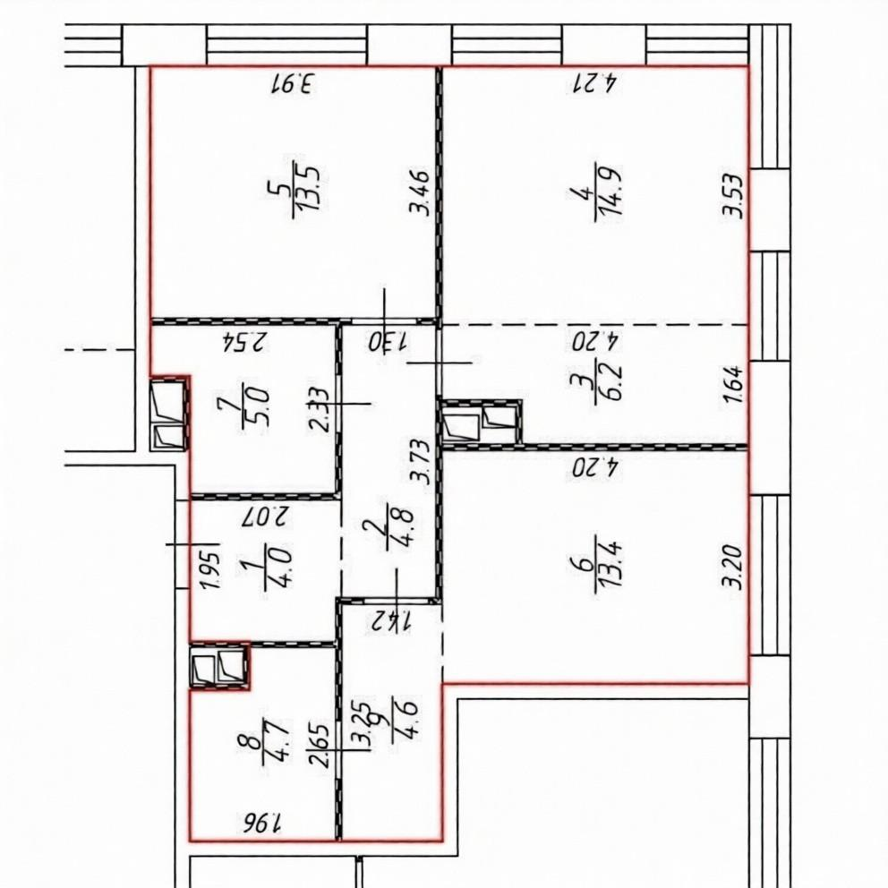 3-комнатная 73 м2 в ЖК undefined корпус null этаж 3