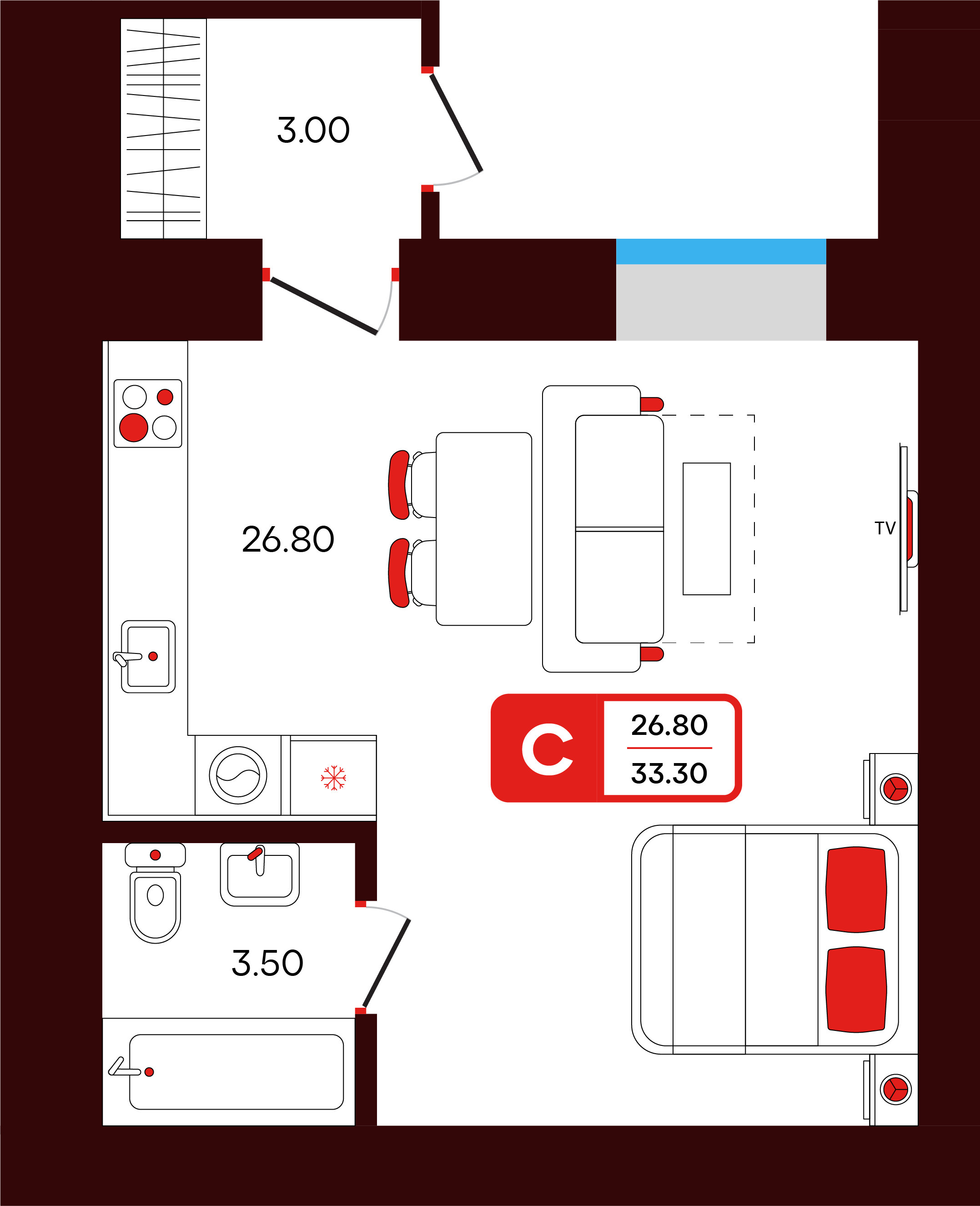 Студия 33 м2 в ЖК Тепло корпус null этаж 1