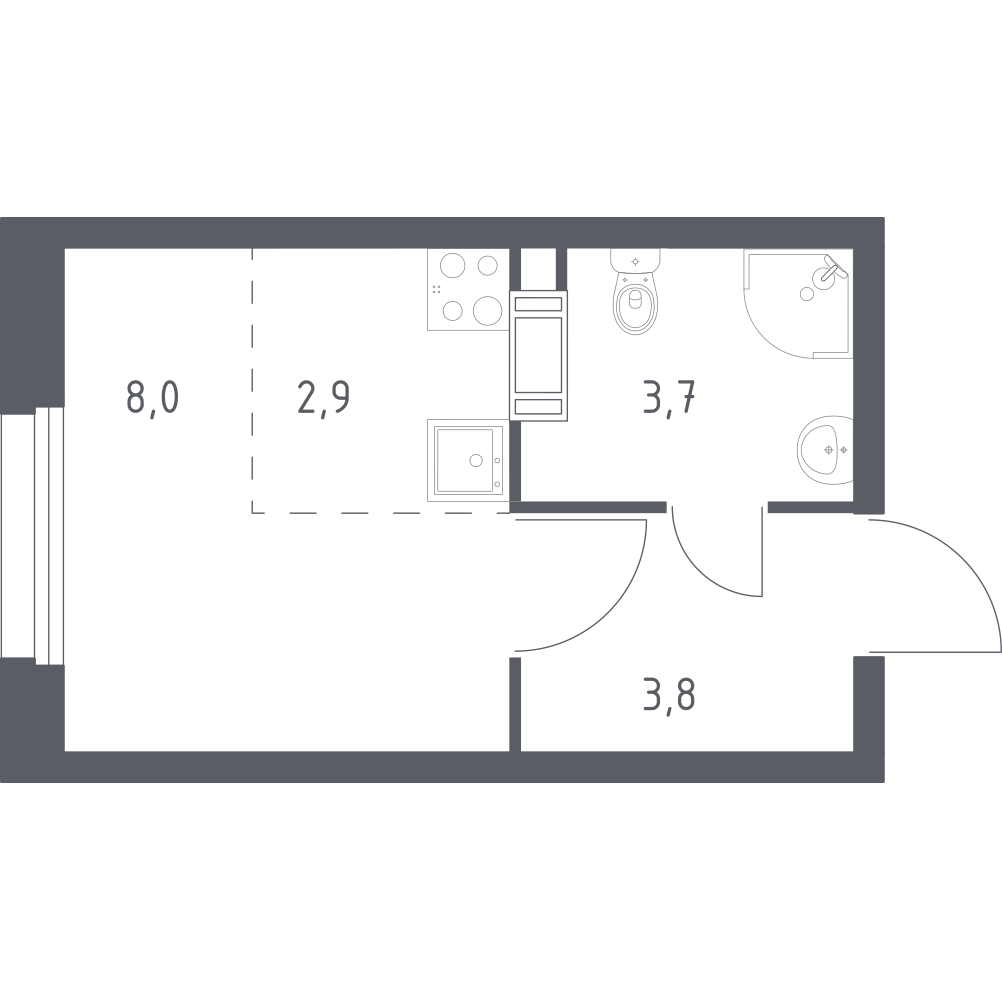 Студия 18 м2 в ЖК Эко Бунино корпус null этаж 6