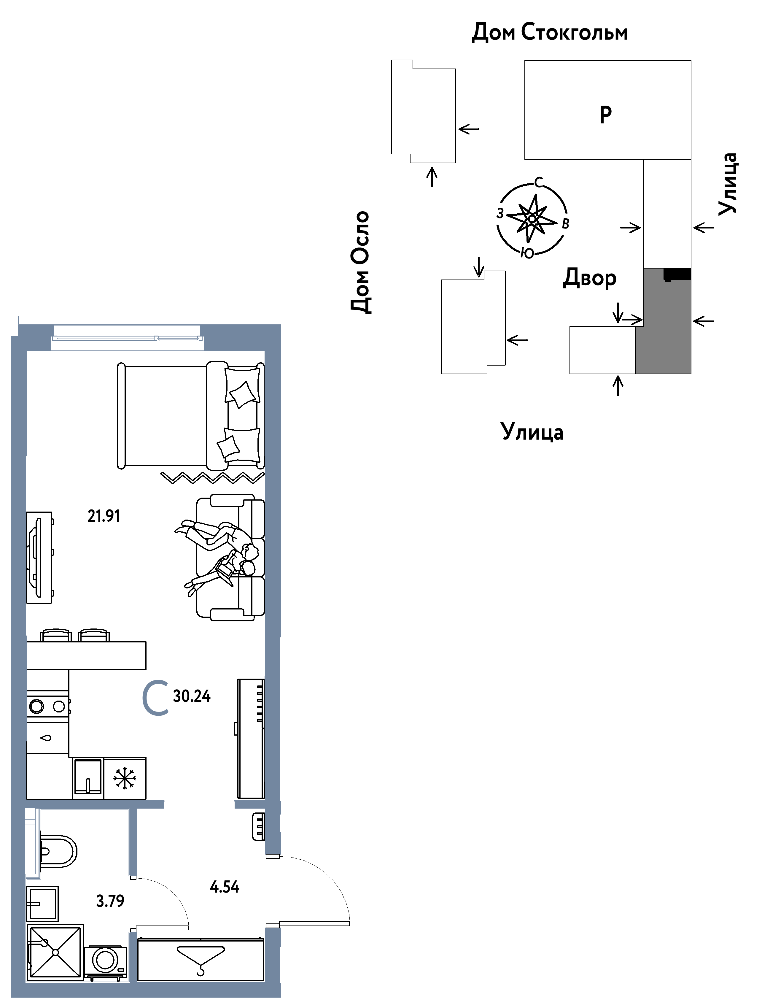 Студия 30 м2 в ЖК Европейский берег 2.0 корпус null этаж 7
