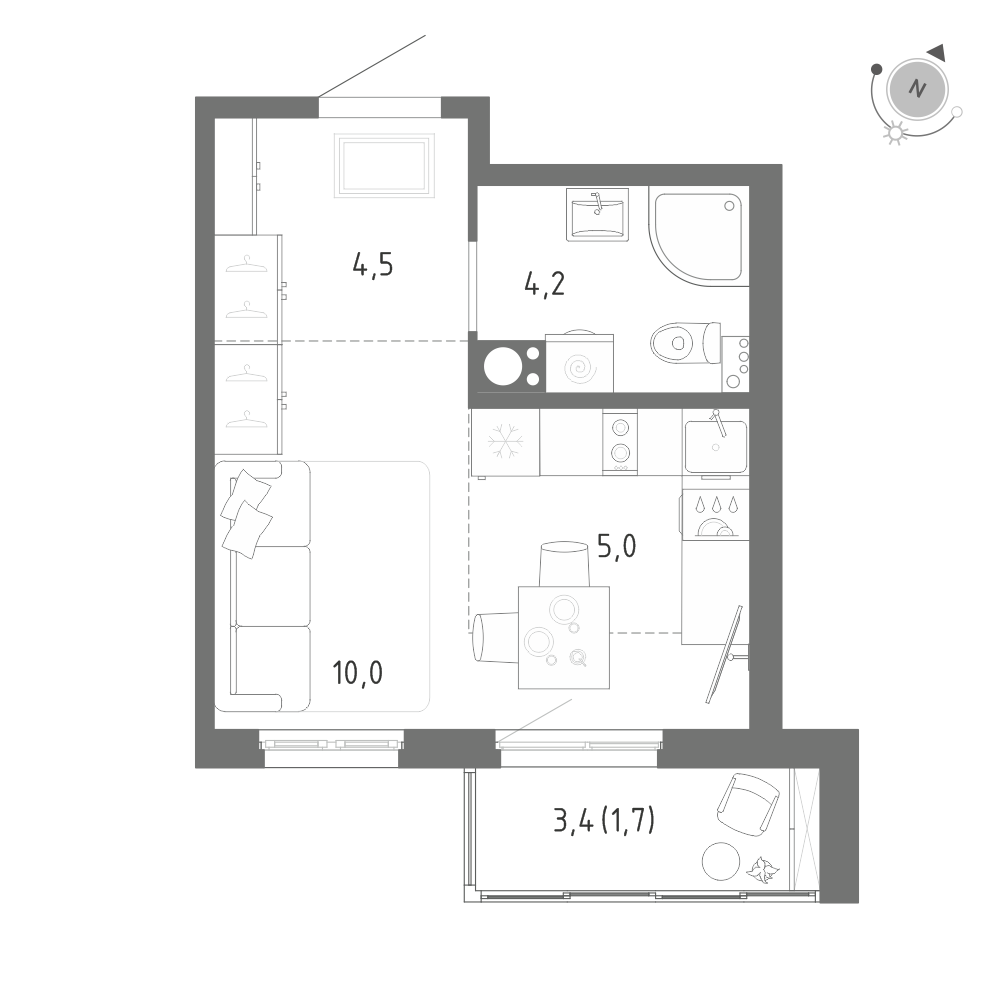 Студия 25 м2 в ЖК Клюква.Парк корпус null этаж 10