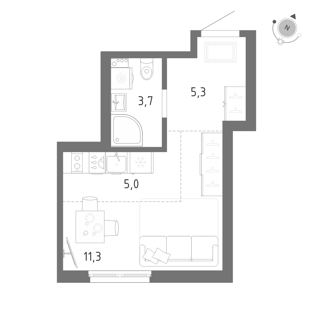 Студия 25 м2 в ЖК Клюква.Парк корпус null этаж 2