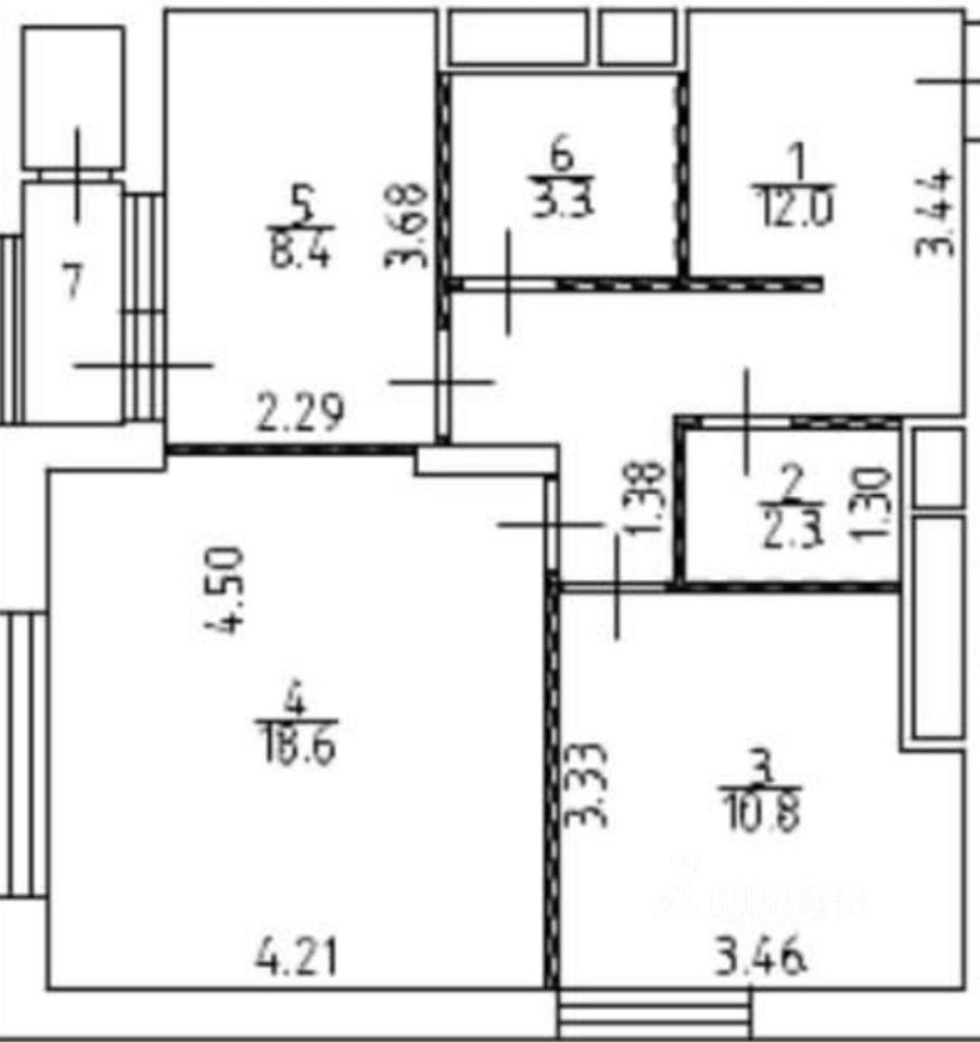 2-комнатная 57 м2 в ЖК undefined корпус null этаж 12