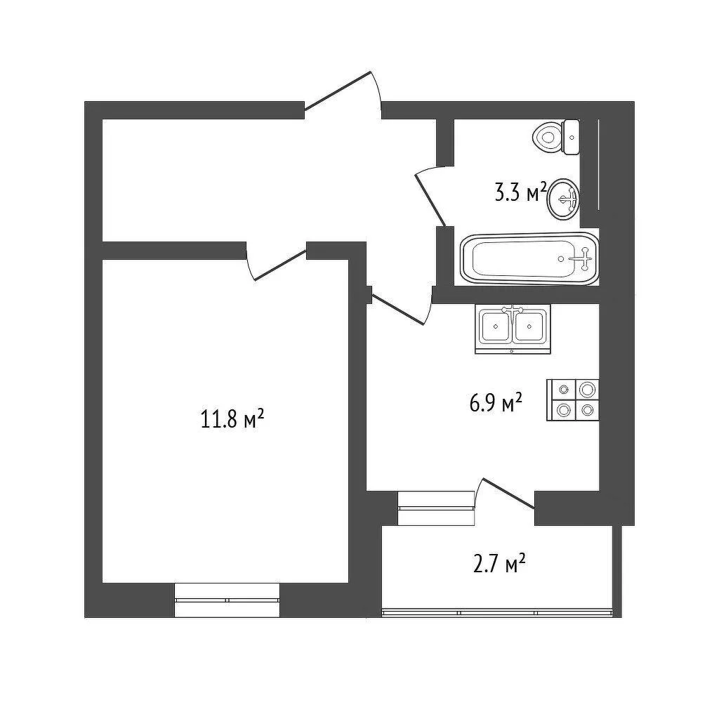 1-комнатная 29 м2 в ЖК undefined корпус null этаж 4