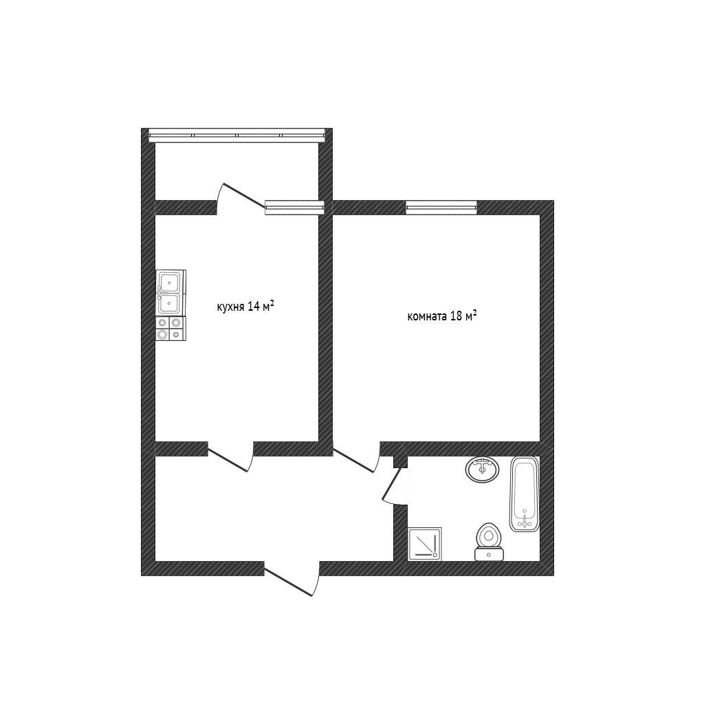 1-комнатная 44 м2 в ЖК undefined корпус null этаж 9