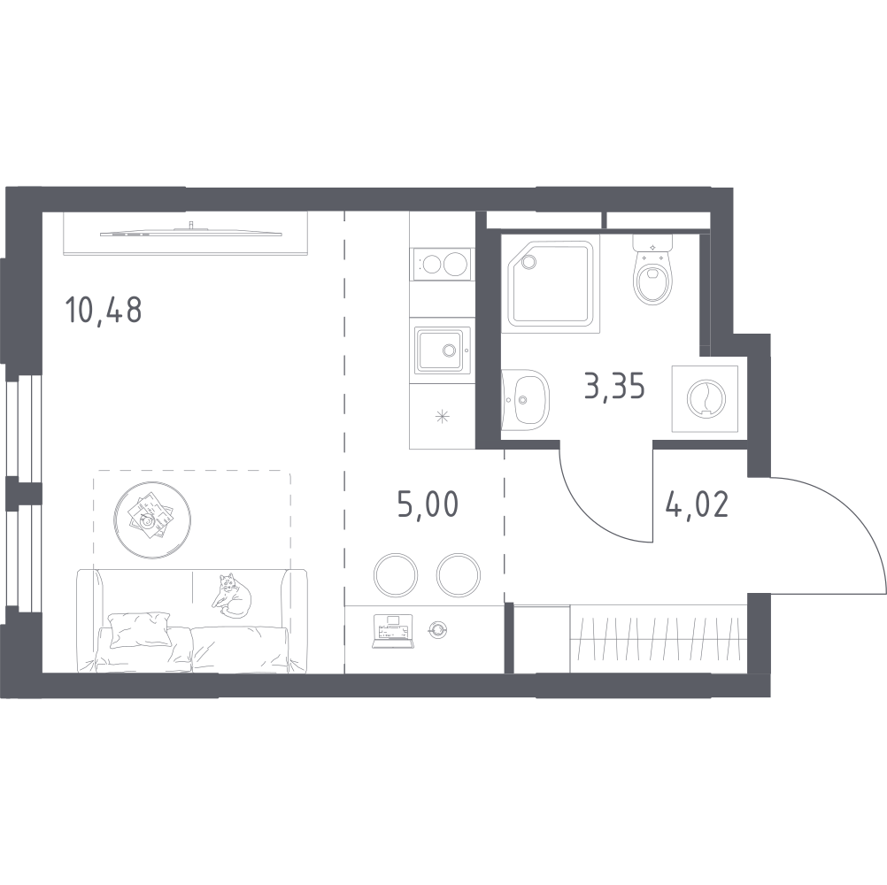 Студия 22 м2 в ЖК Космический Квартал корпус null этаж 5