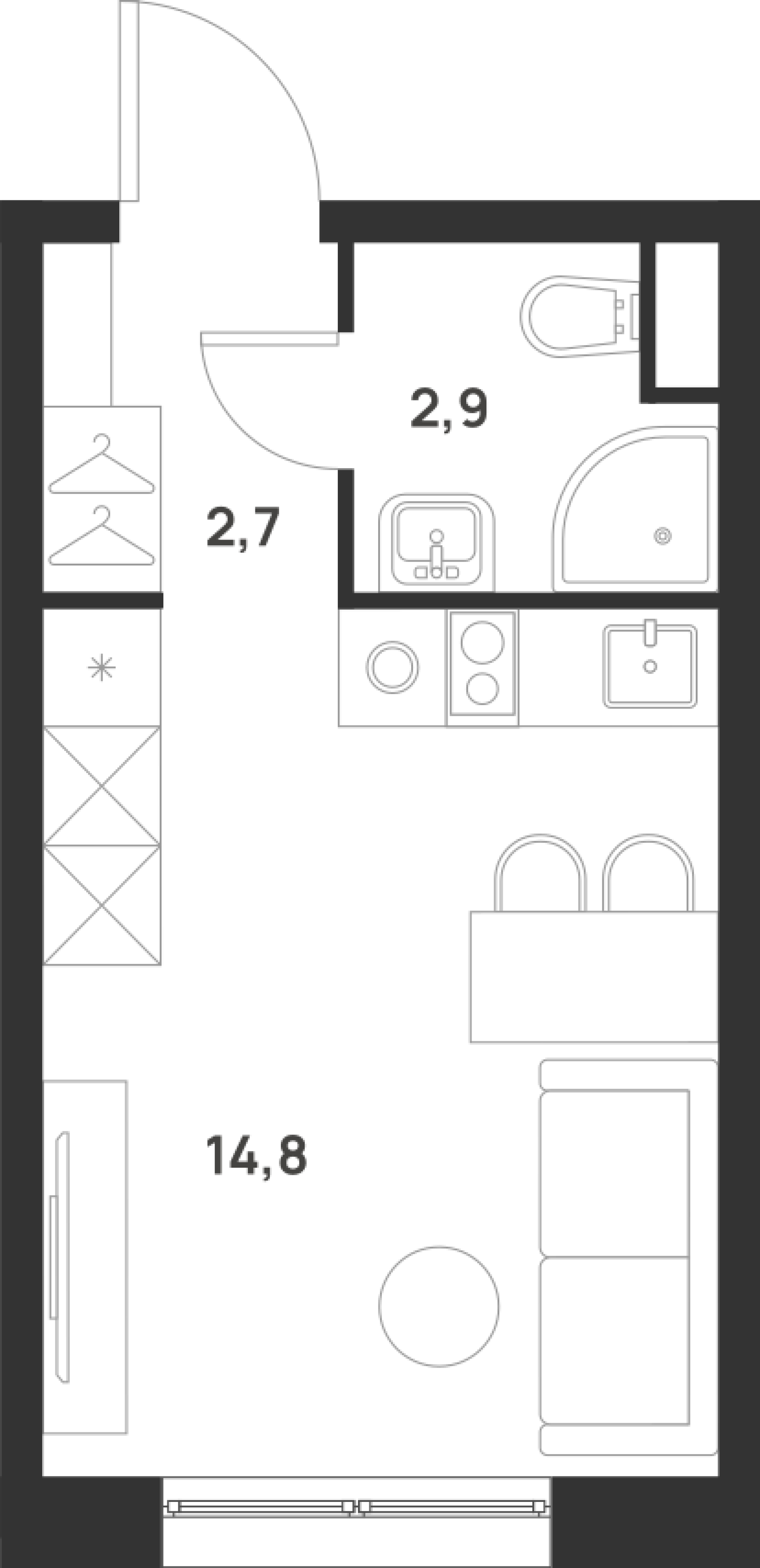 Студия 20 м2 в ЖК Форевиль корпус null этаж 4