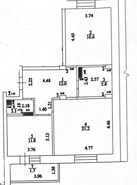 2-комнатная 71.2 м2 в ЖК undefined корпус null этаж 12