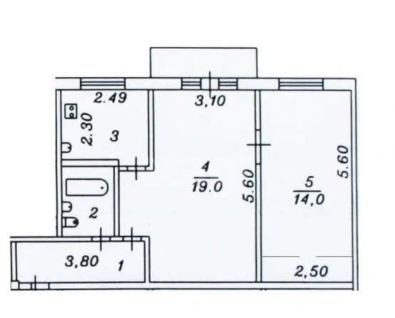 2-комнатная 46.1 м2 в ЖК undefined корпус null этаж 5