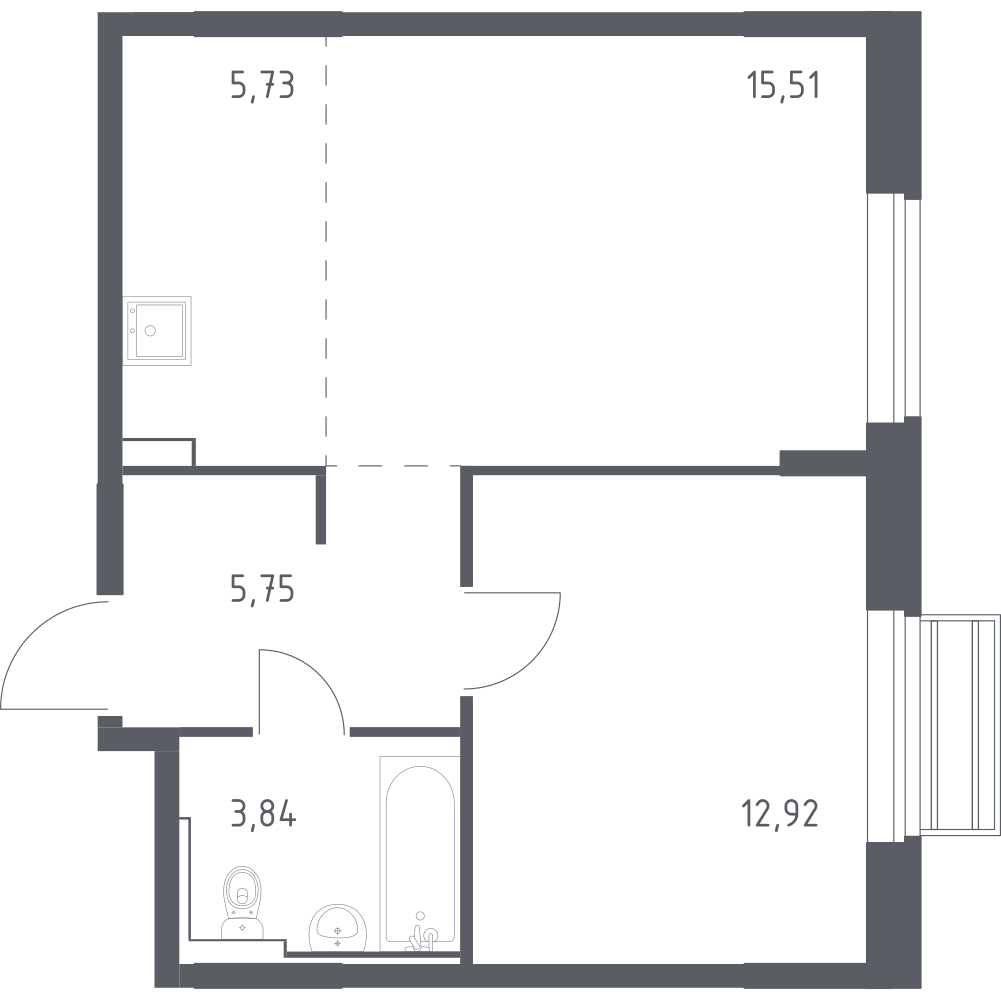 Студия 43 м2 в ЖК Рублёвский Квартал корпус null этаж 7