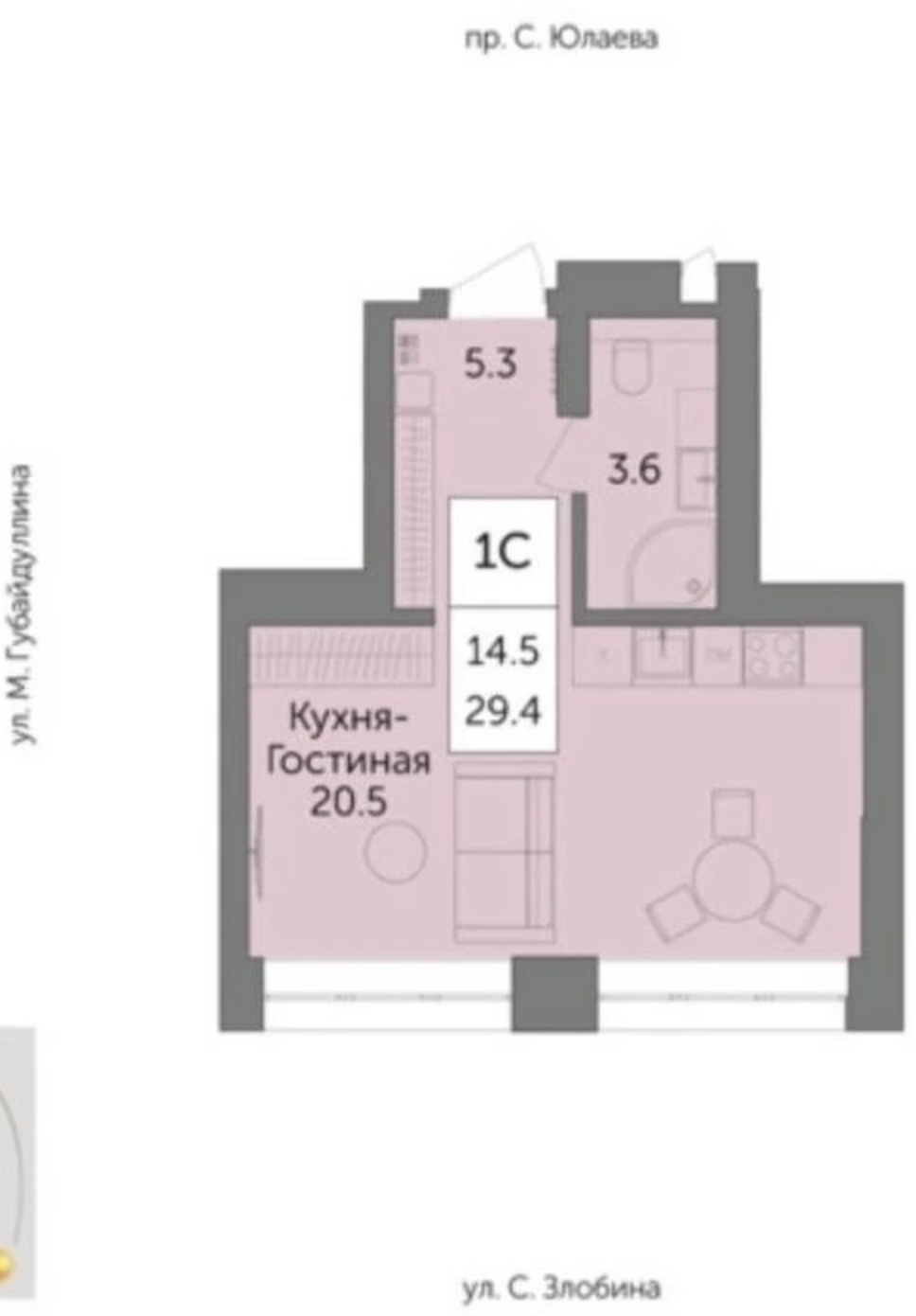 Студия 29.6 м2 в ЖК undefined корпус null этаж 12