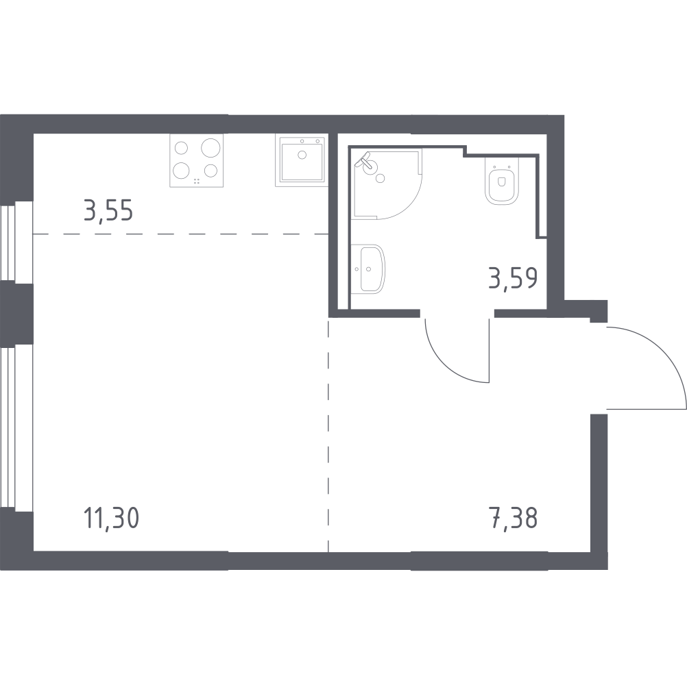 Студия 26 м2 в ЖК Остафьево корпус null этаж 5