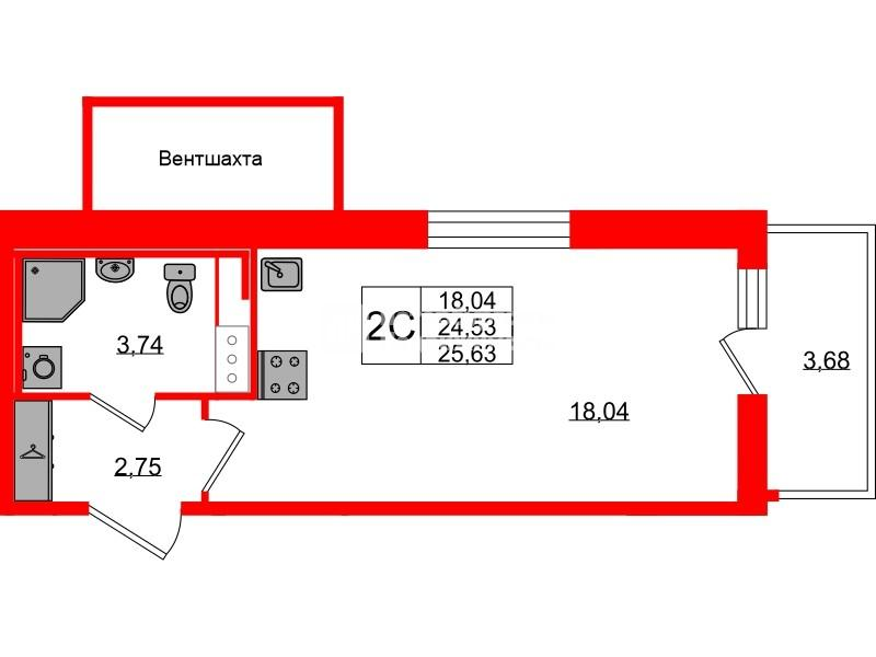 Студия 24 м2 в ЖК Астра Континенталь корпус null этаж 10