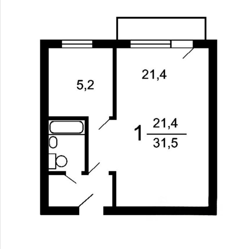 1-комнатная 31.1 м2 в ЖК undefined корпус null этаж 6