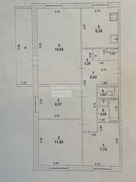 4-комнатная 70.1 м2 в ЖК undefined корпус null этаж 6
