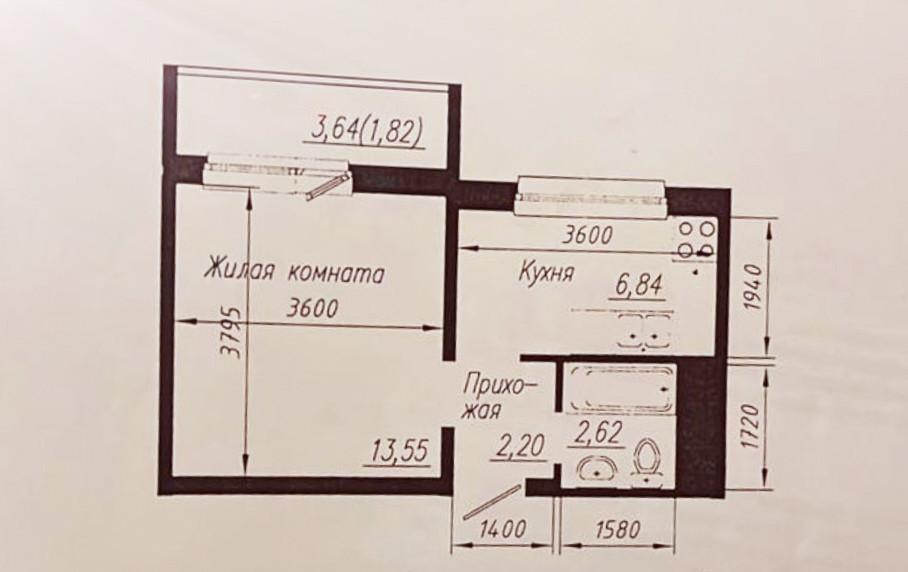 1-комнатная 25.4 м2 в ЖК undefined корпус null этаж 4