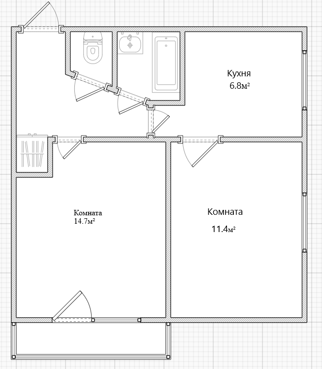 2-комнатная 39.6 м2 в ЖК undefined корпус null этаж 4