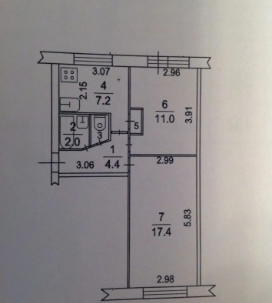 2-комнатная 44.1 м2 в ЖК undefined корпус null этаж 1