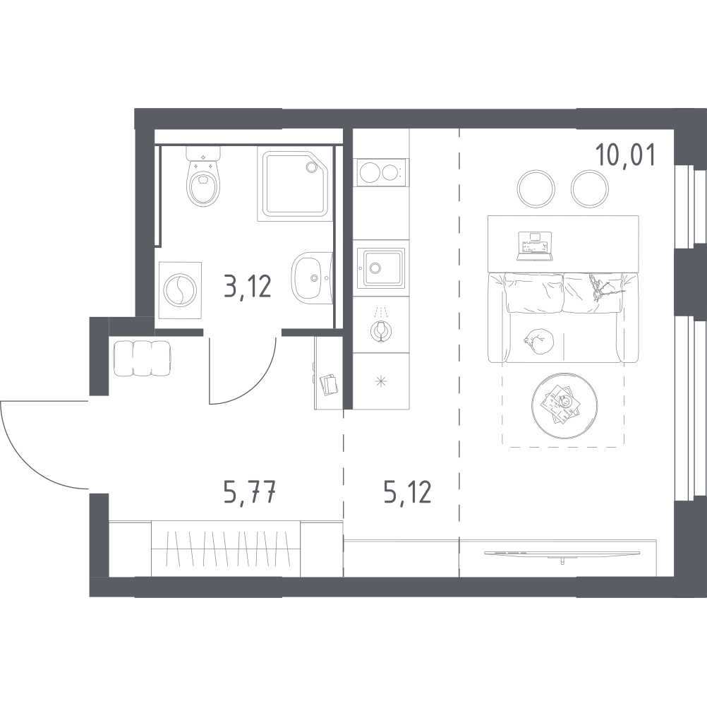 Студия 24 м2 в ЖК Донские Легенды корпус null этаж 2