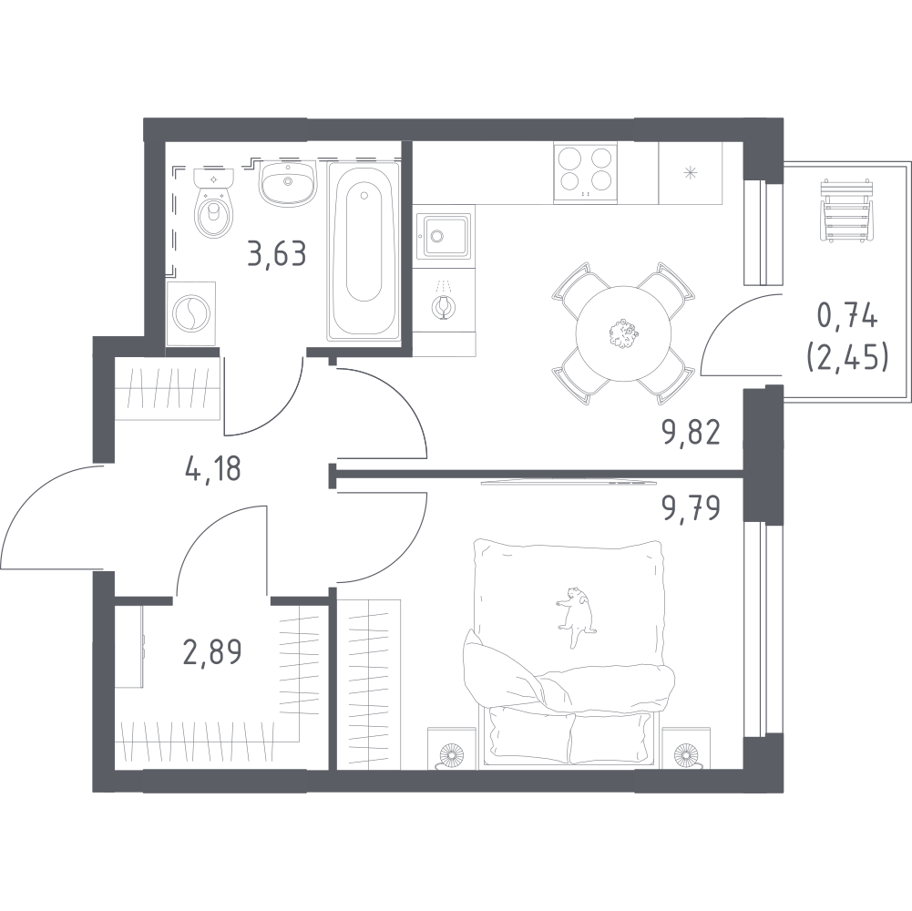 1-комнатная 31 м2 в ЖК Урбан Мартен корпус null этаж 7