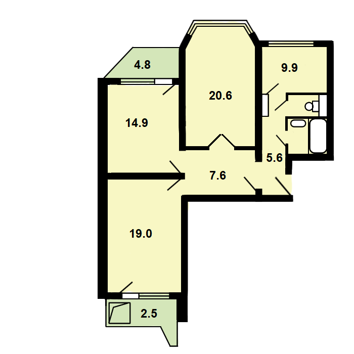 3-комнатная 81.5 м2 в ЖК undefined корпус null этаж 7