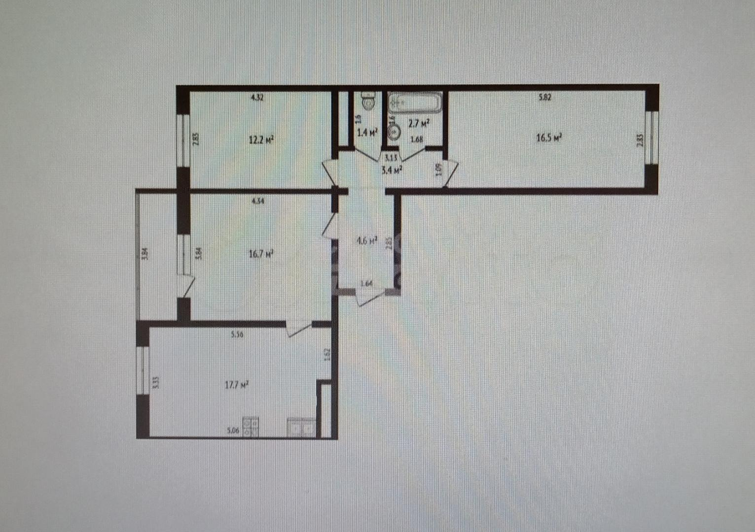 3-комнатная 75 м2 в ЖК undefined корпус null этаж 14