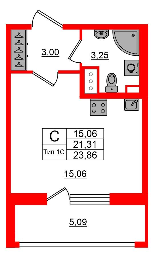 Студия 21 м2 в ЖК Setl Ривьера корпус null этаж 10