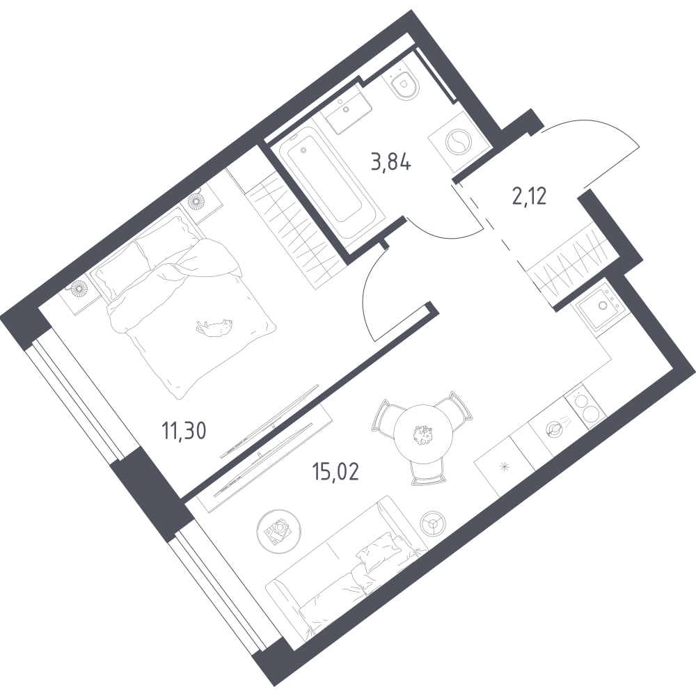 1-комнатная 32 м2 в ЖК Литературный Квартал корпус null этаж 4