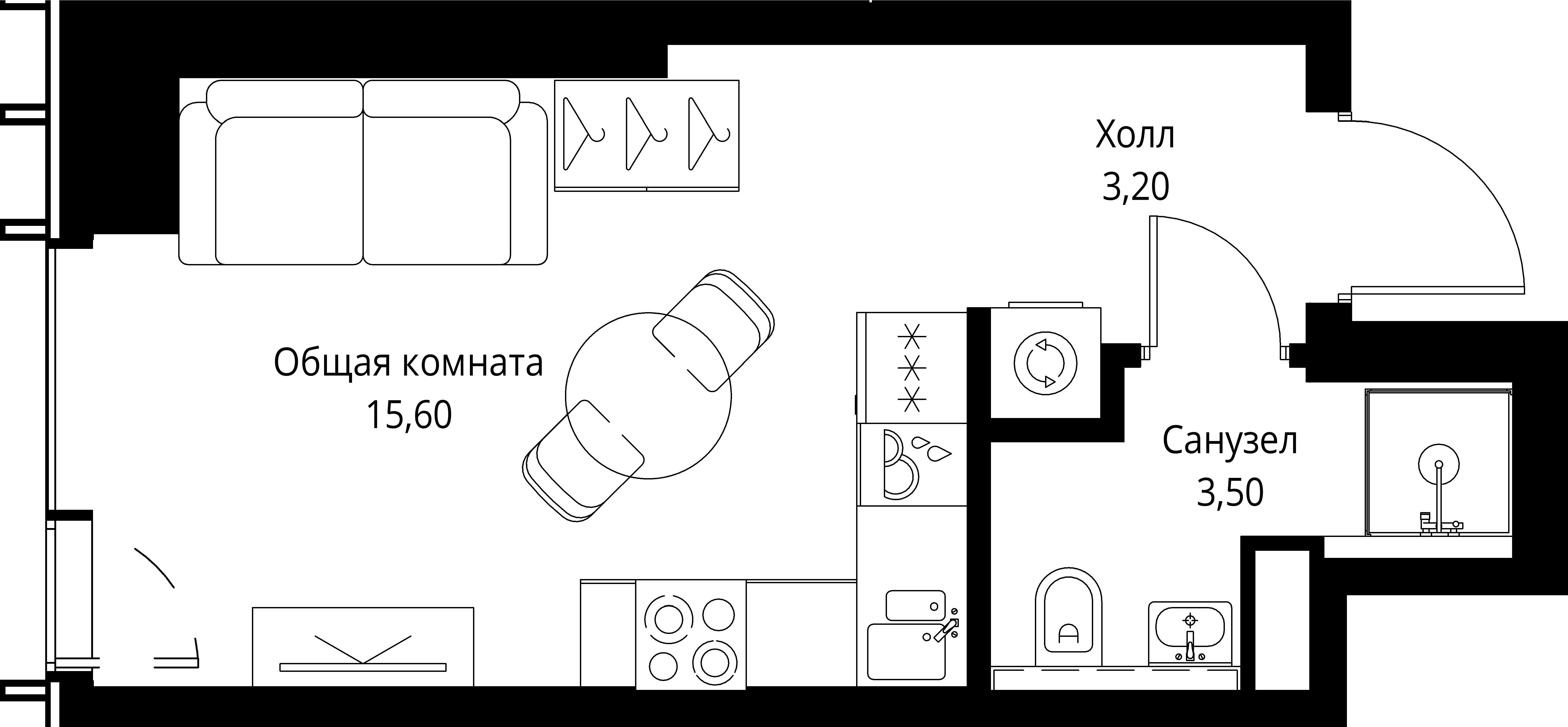 Студия 22 м2 в ЖК VEER корпус null этаж 26