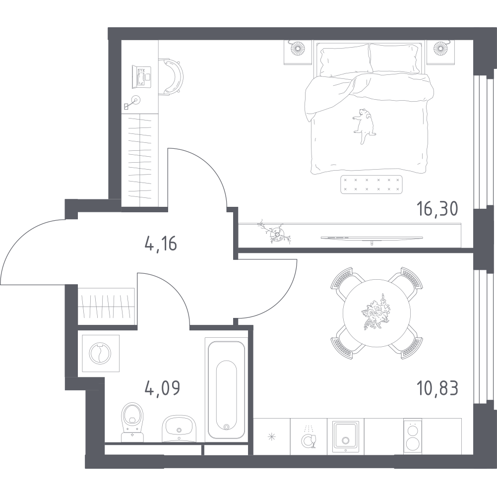 1-комнатная 35 м2 в ЖК Космический Квартал корпус null этаж 11