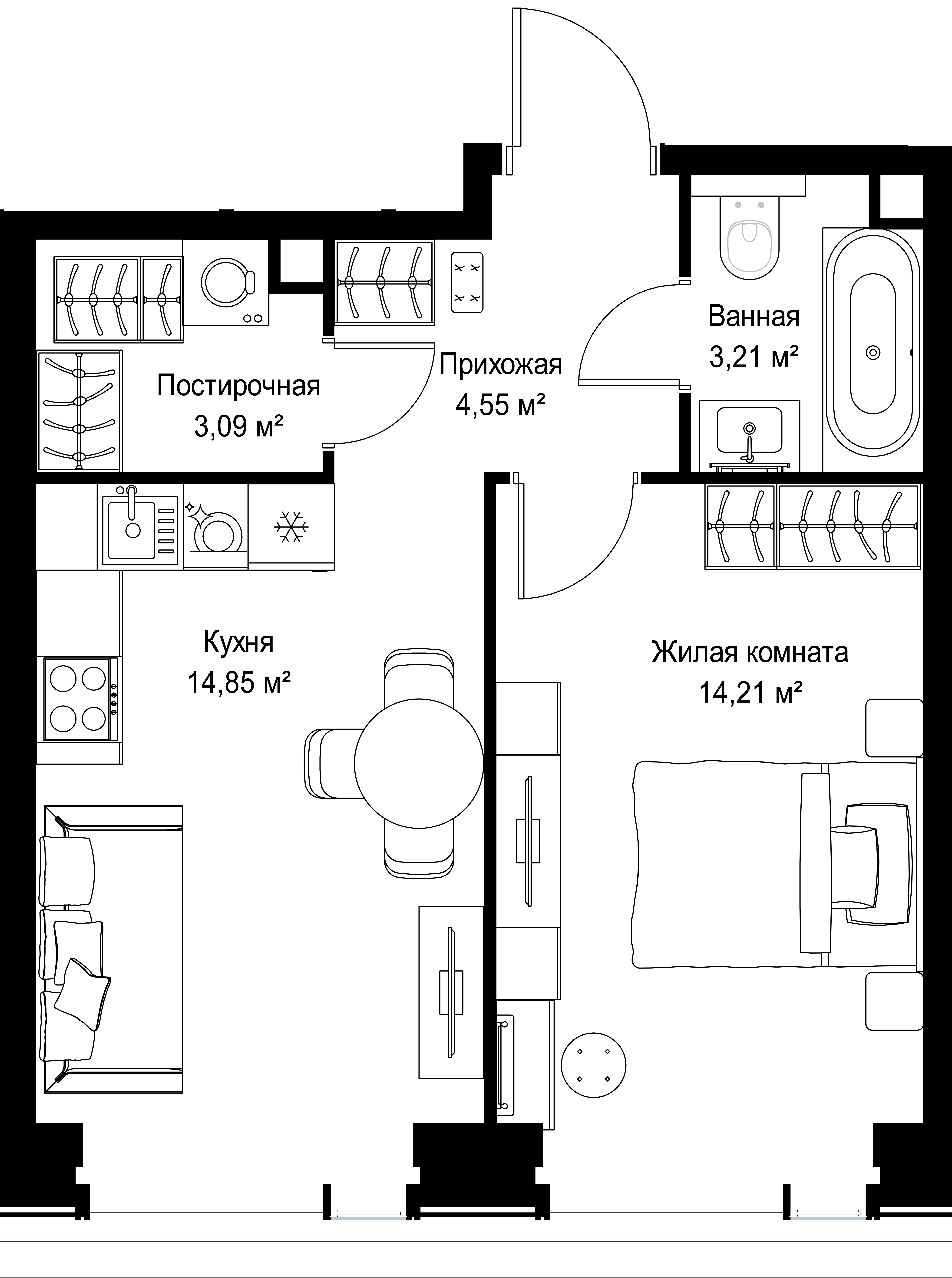 1-комнатная 39 м2 в ЖК СИТИДЗЕН корпус null этаж 8