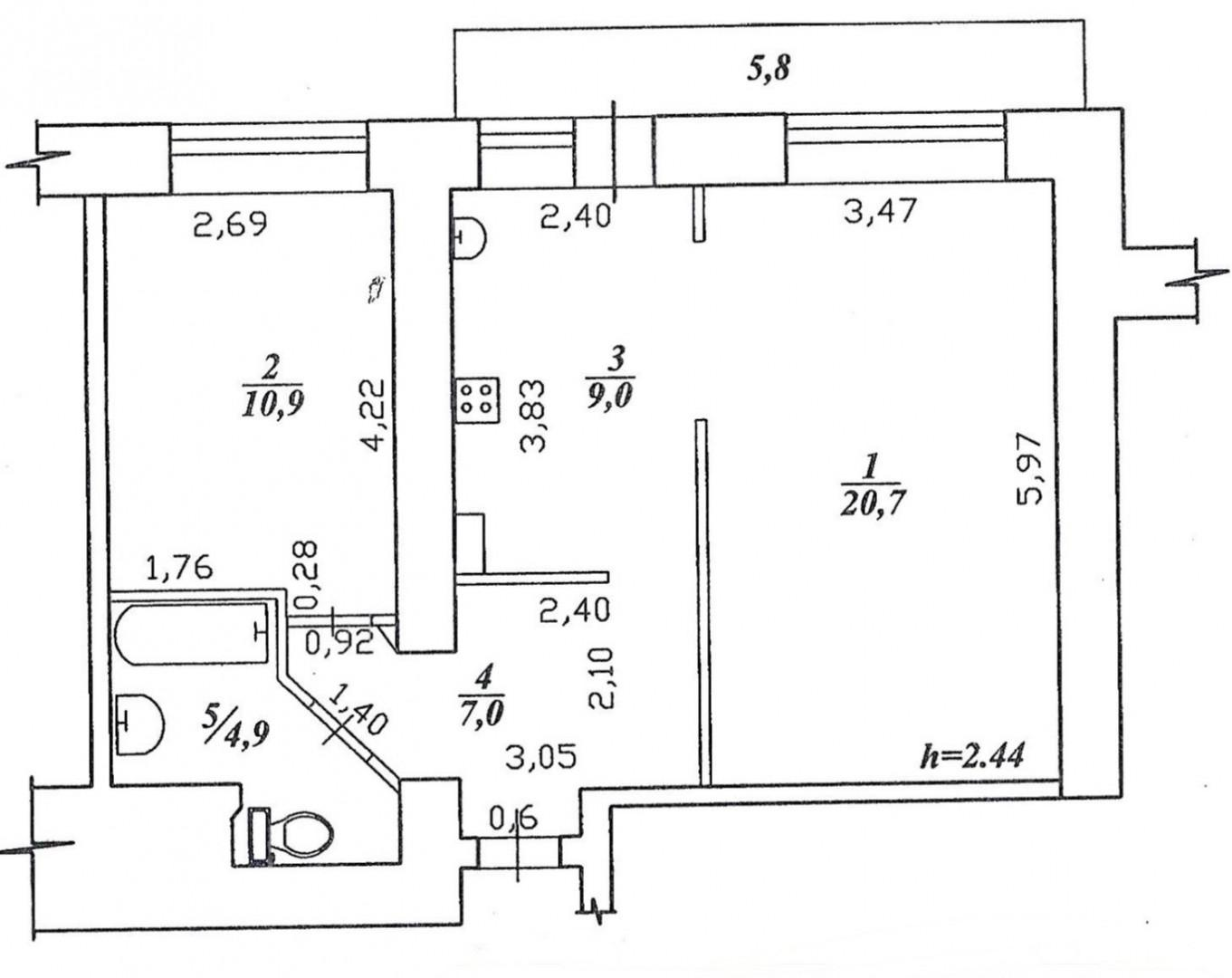 2-комнатная 52.5 м2 в ЖК undefined корпус null этаж 2