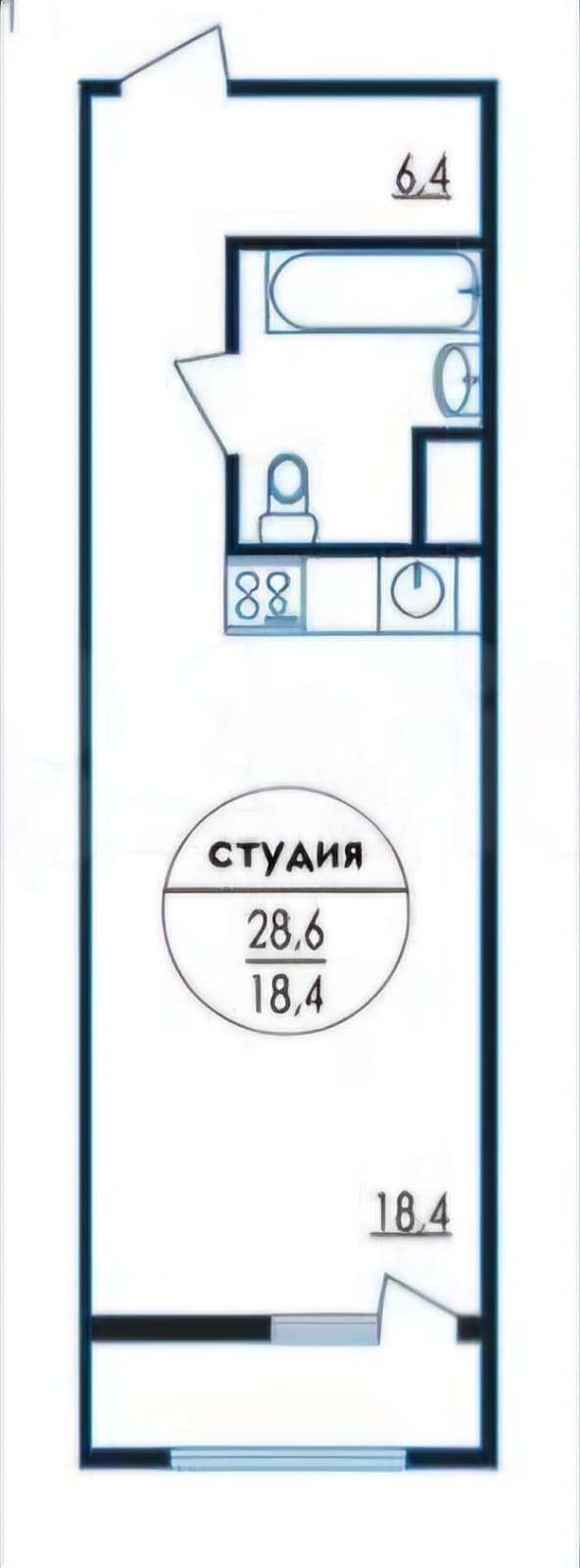 Студия 25.3 м2 в ЖК undefined корпус null этаж 13