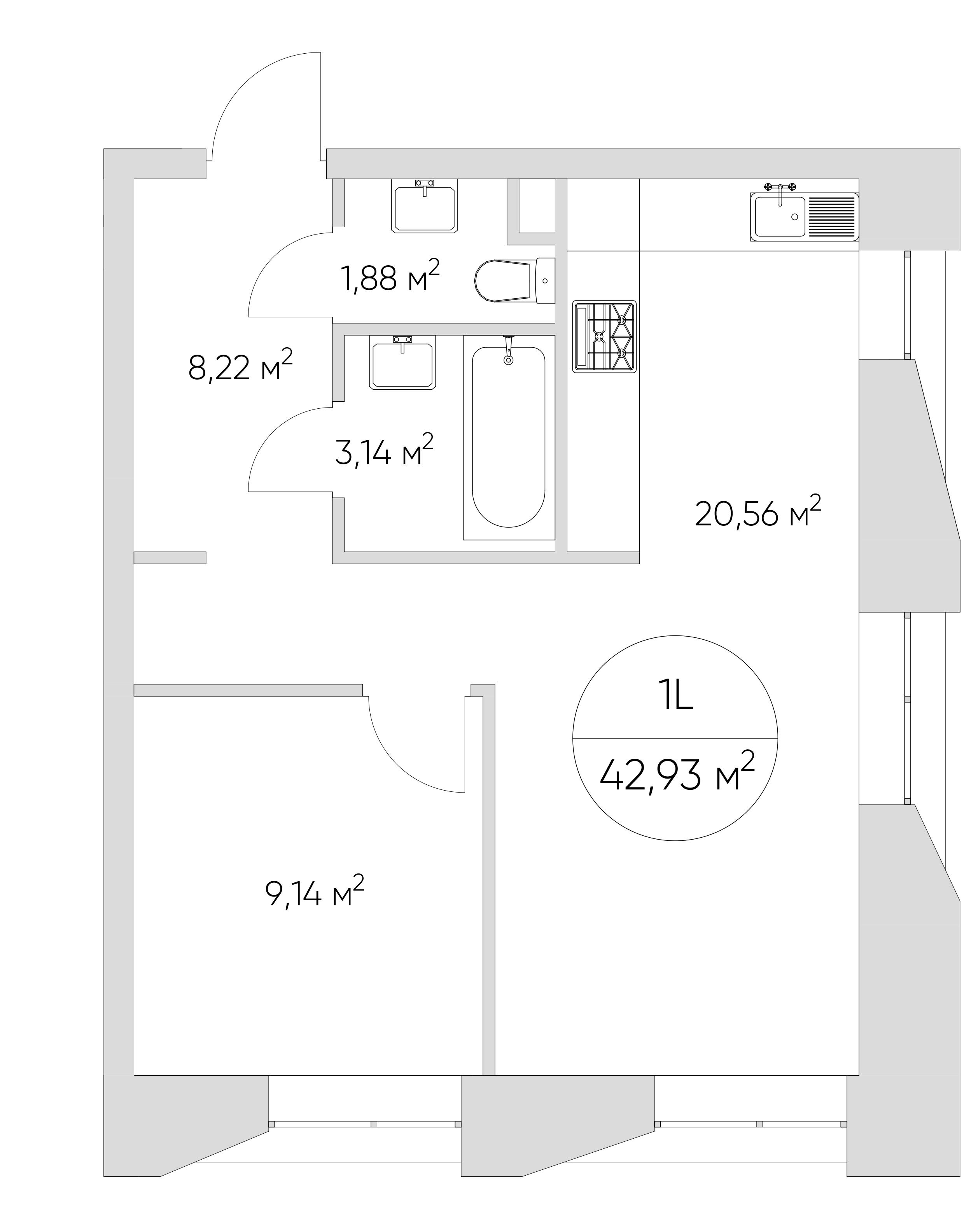1-комнатная 45 м2 в ЖК N`ICE LOFT корпус null этаж 2