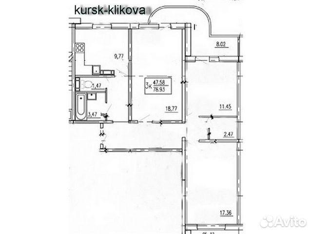 3-комнатная 78 м2 в ЖК undefined корпус null этаж 14