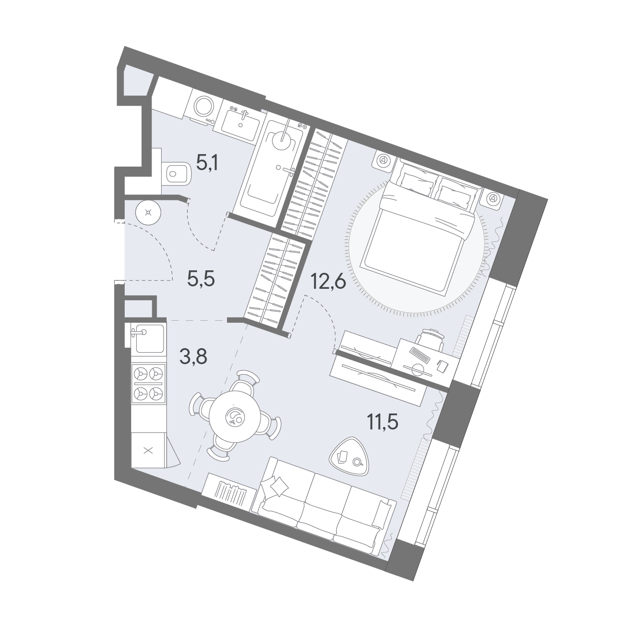 1-комнатная 38 м2 в ЖК Родина Переделкино корпус null этаж 9