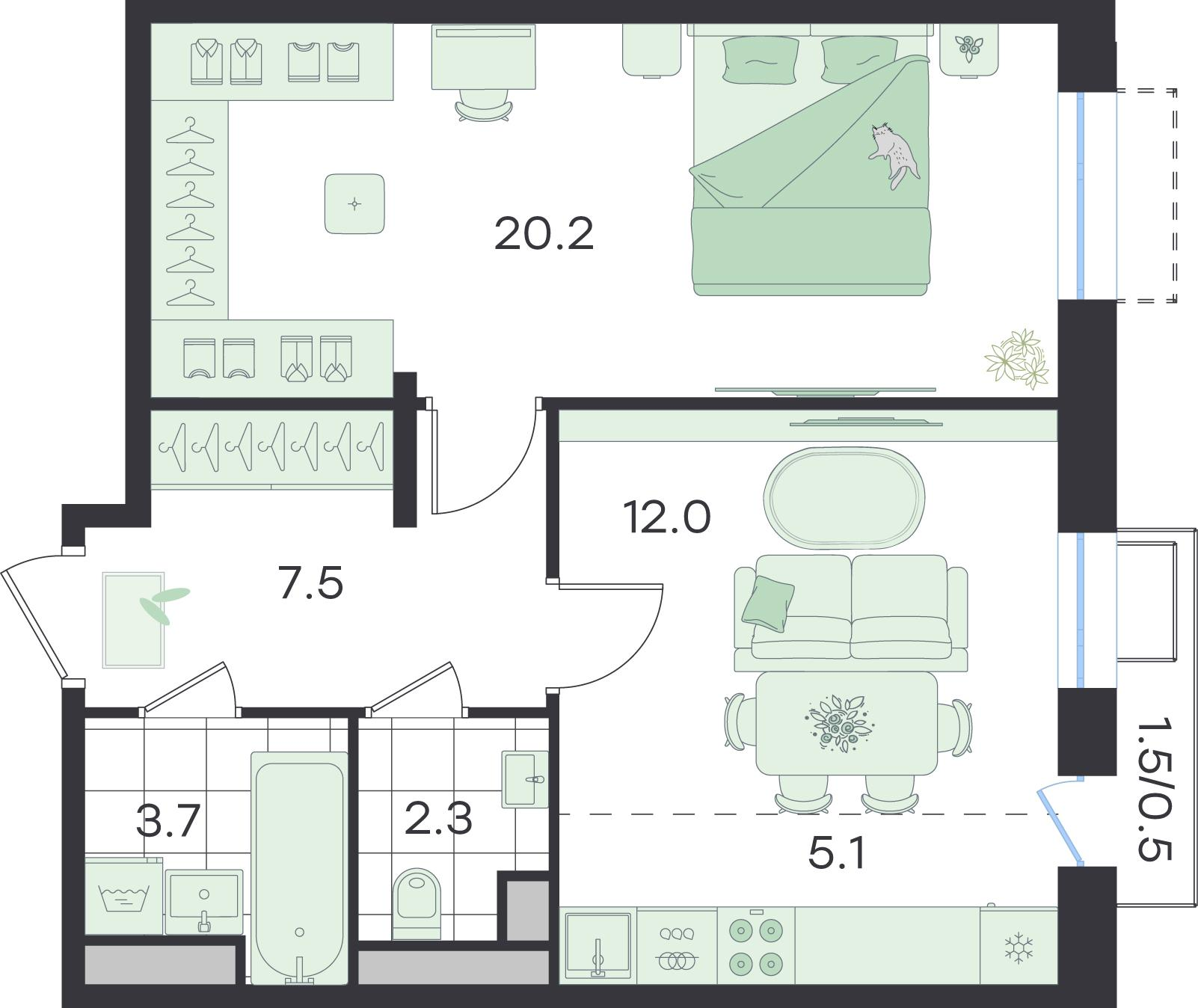 Студия 50 м2 в ЖК G3 Театральный корпус null этаж 3