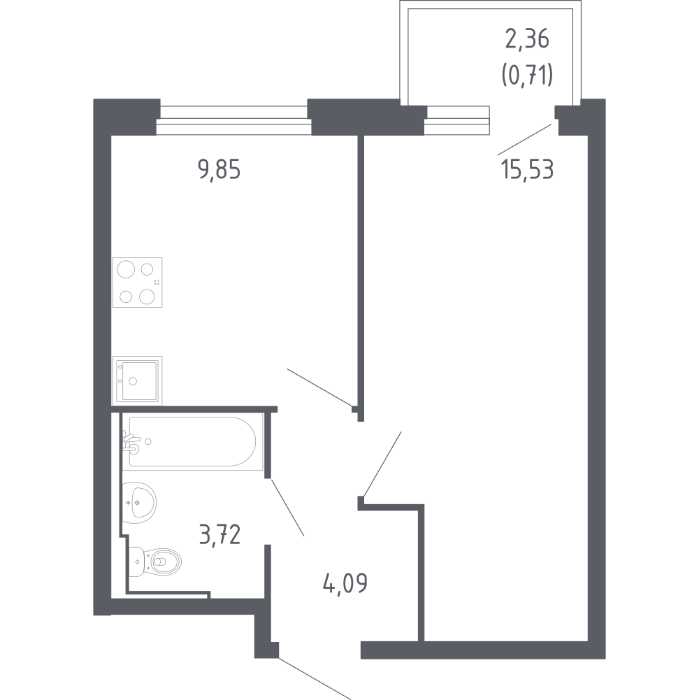 1-комнатная 33 м2 в ЖК Сердце Сахалина корпус null этаж 7