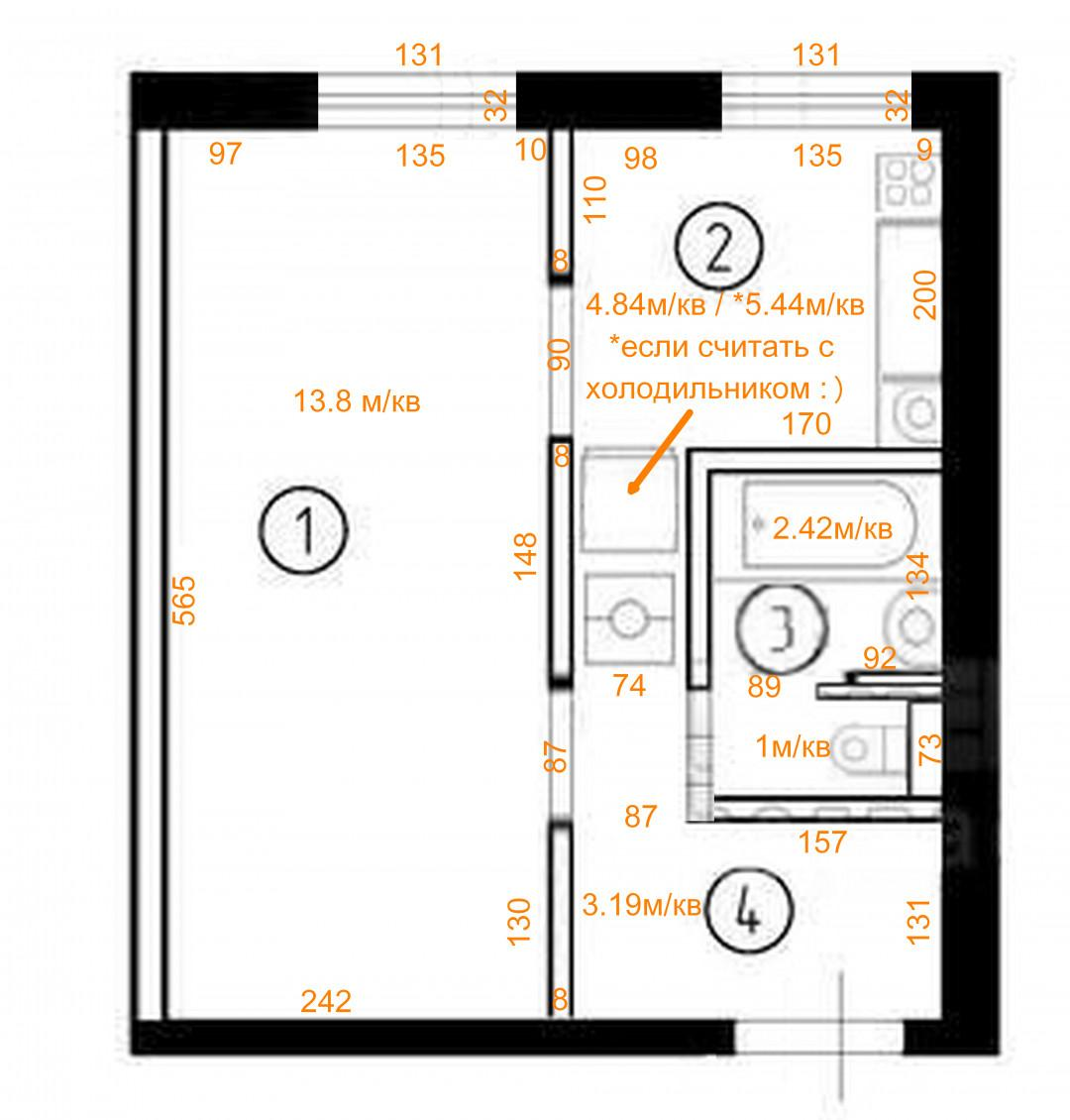 1-комнатная 27.4 м2 в ЖК undefined корпус null этаж 5