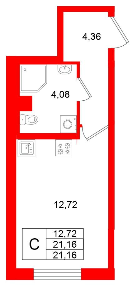 Студия 21 м2 в ЖК Кинопарк корпус null этаж 1