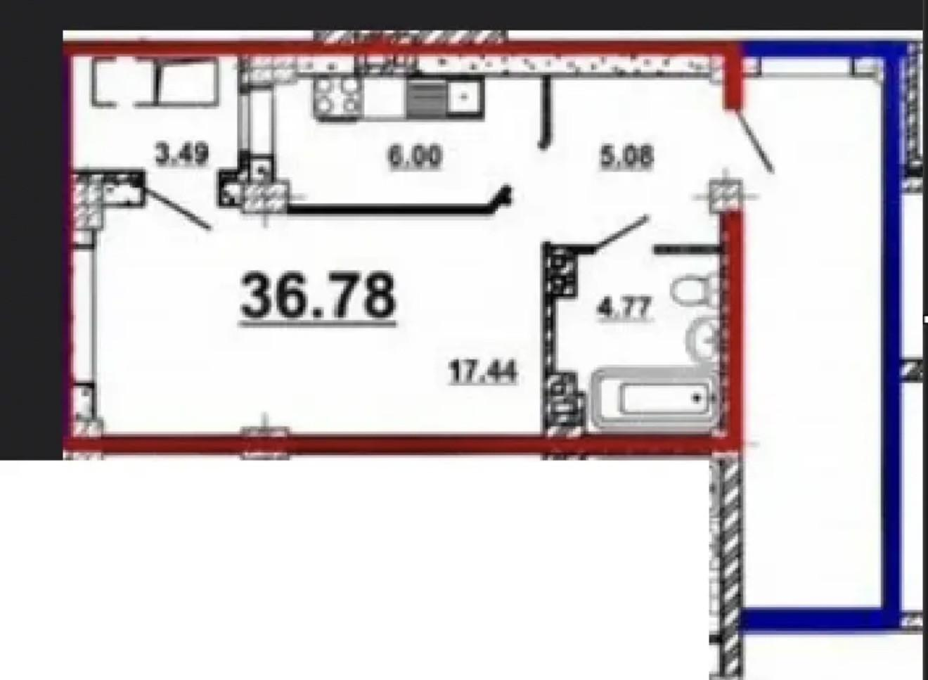 2-комнатная 45 м2 в ЖК undefined корпус null этаж 21