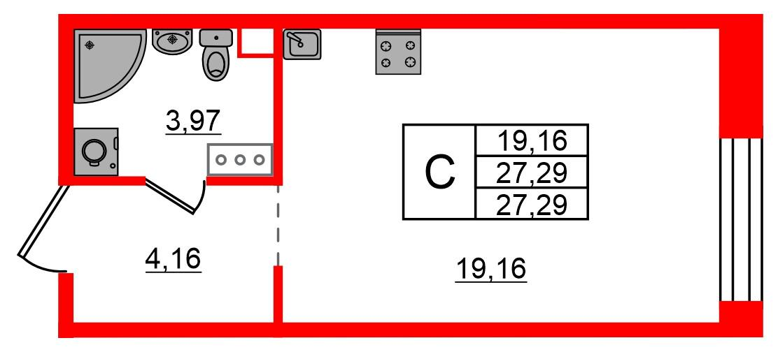Студия 27 м2 в ЖК Знатный корпус null этаж 9