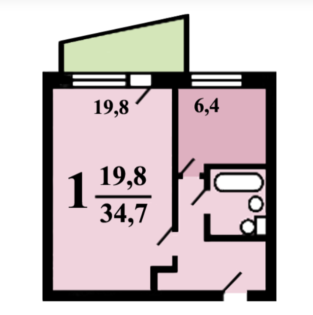 1-комнатная 35 м2 в ЖК undefined корпус null этаж 2